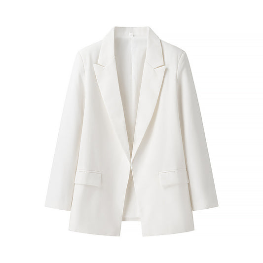 Fashionable buttonless collar linen suit jacket