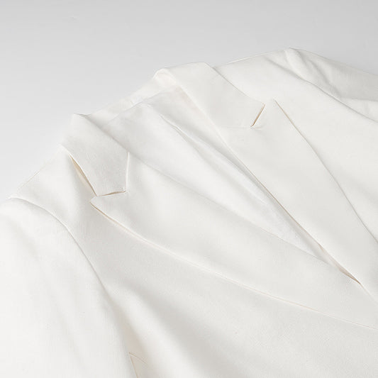 Fashionable buttonless collar linen suit jacket